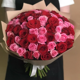  Belek Flower Elegant Bouquet of 101 Pink Red Roses