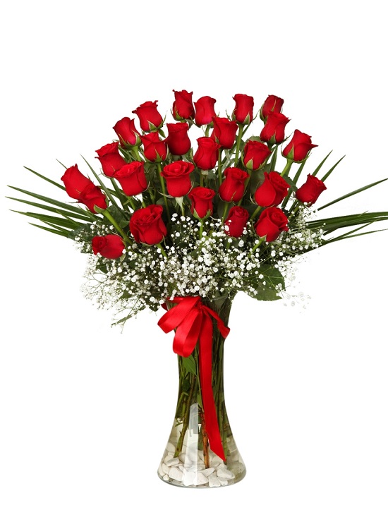  Belek Flower Order 25 Red Rose Vase