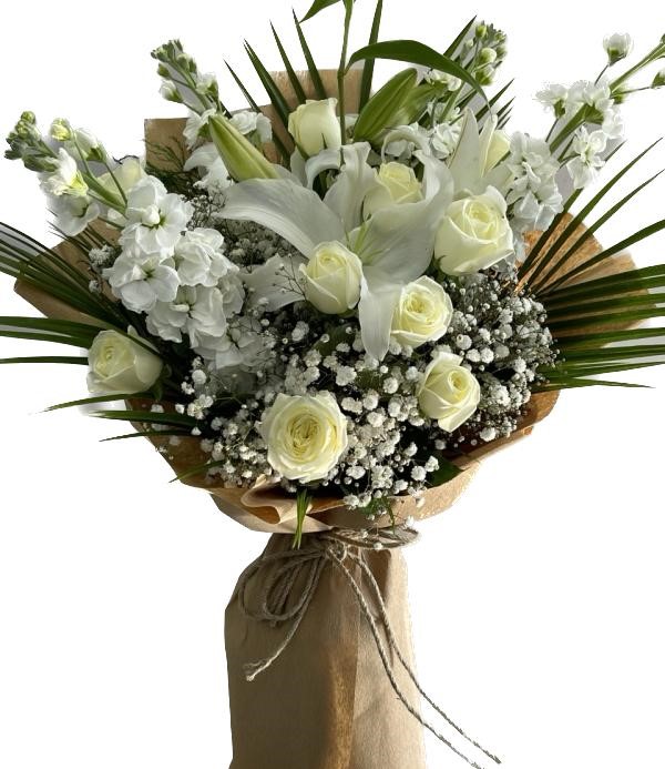  Belek Flower Order White Wallflower Lilies Rose Bouquet