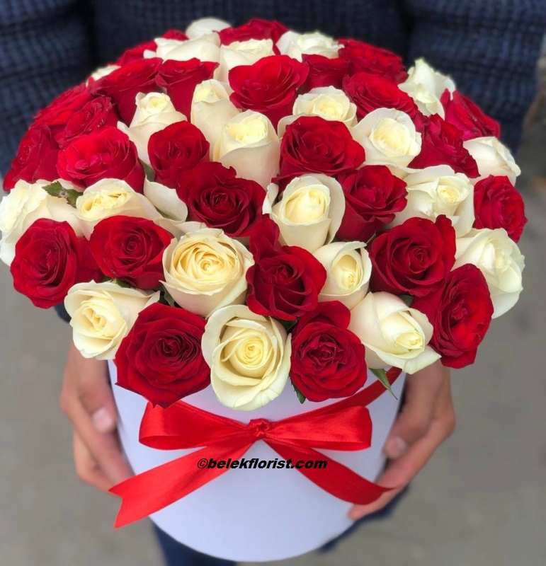  Belek Blumen 51 pc Red White Rose in Box