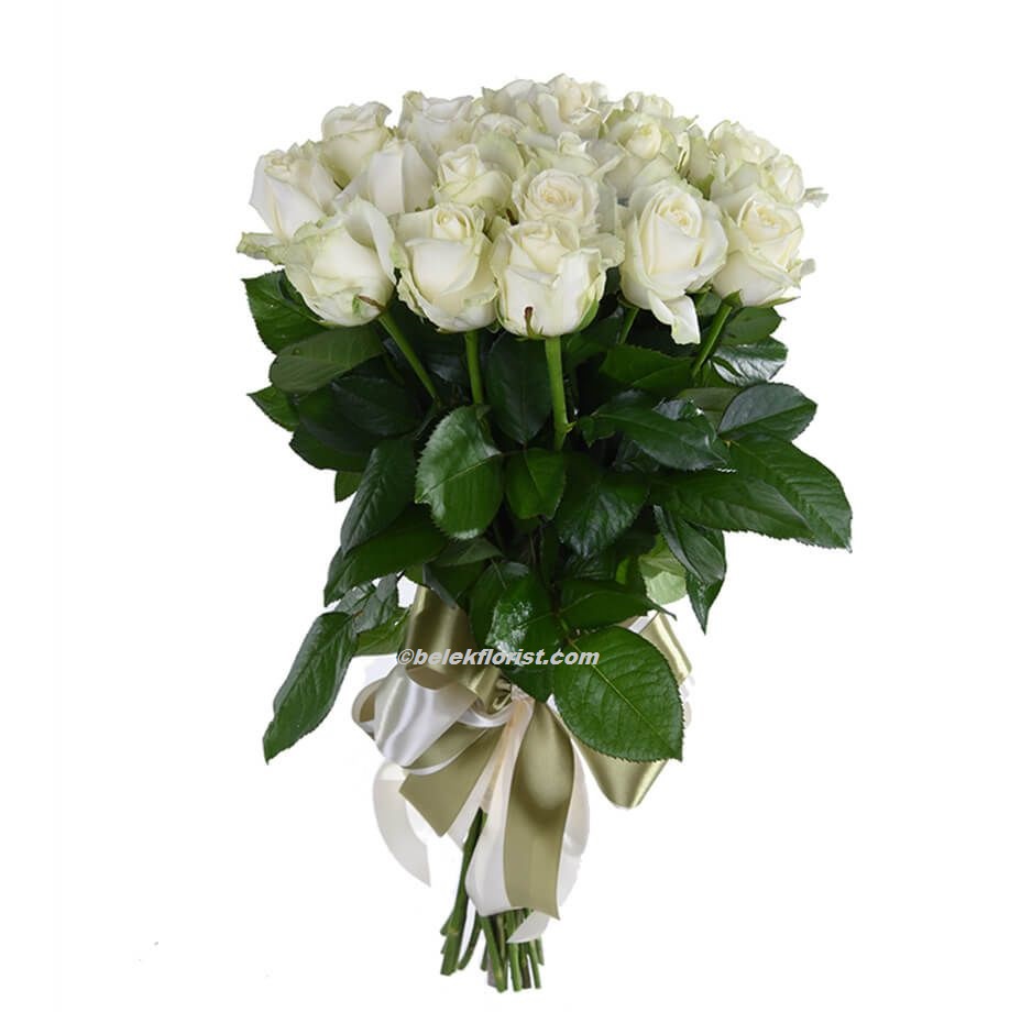 Belek Florist White Rose 21 Pieces