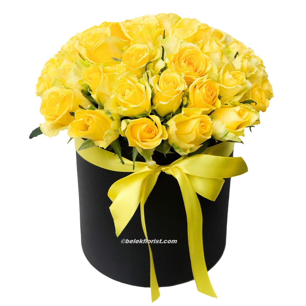 antalya belek Çiçek 25 Adet Sarı Gül Kutu 