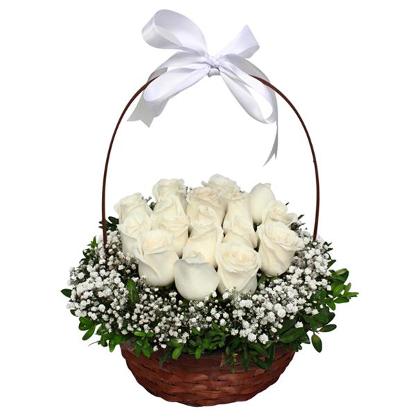  Belek Flower Order 17 White Roses in a Basket