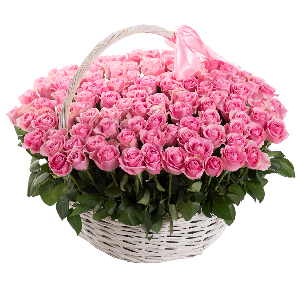  Belek Blumenlieferung 101 rosa Rosen in einem Korb