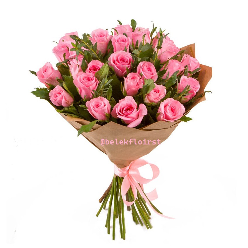  Belek Blumen 25 Pieces Pink Rose Bouquet